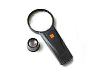 Lighted magnifying glass and loope