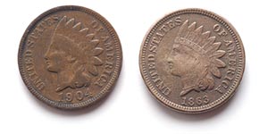 1863 Indian Head cent front